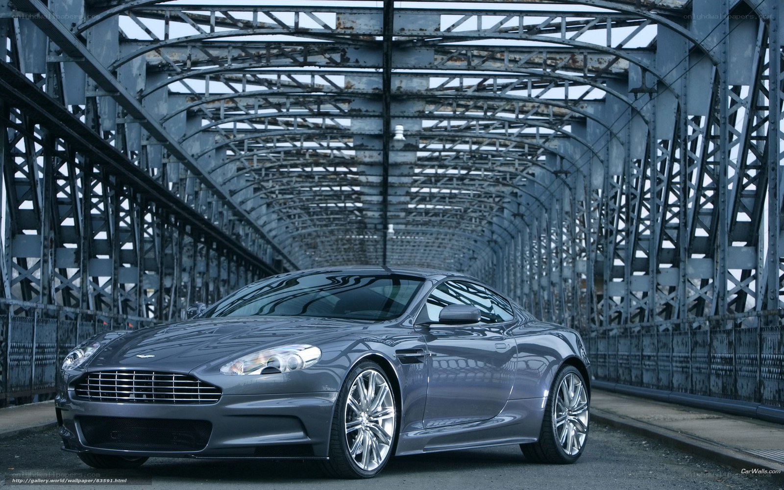 Aston Martin on a steel bridge