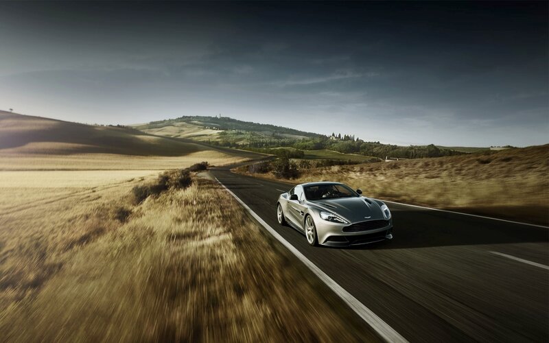 Aston Martin on a winding road