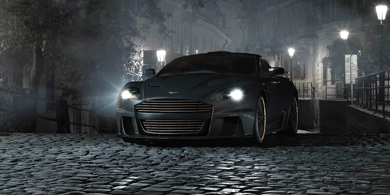 Aston Martin on cobblestone street