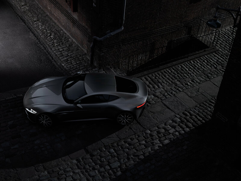 Aston Martin on cobblestone street
