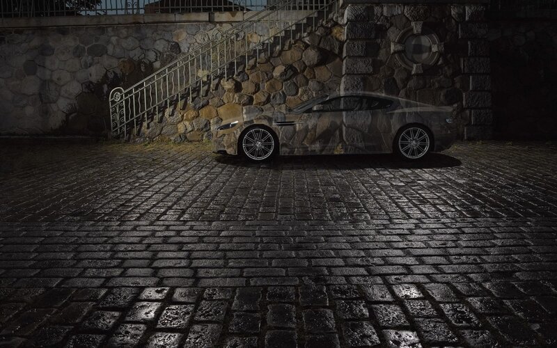Aston Martin on cobblestones