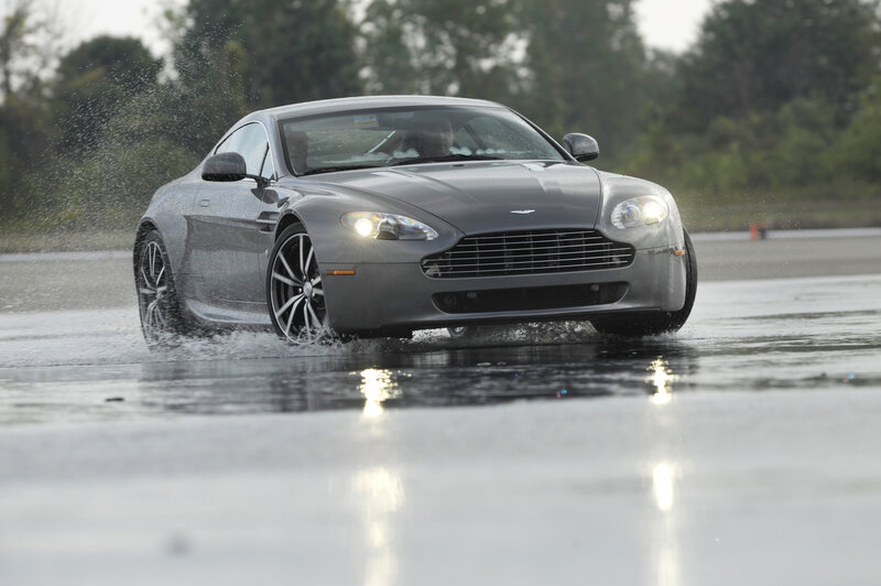 Aston Martin on wet track