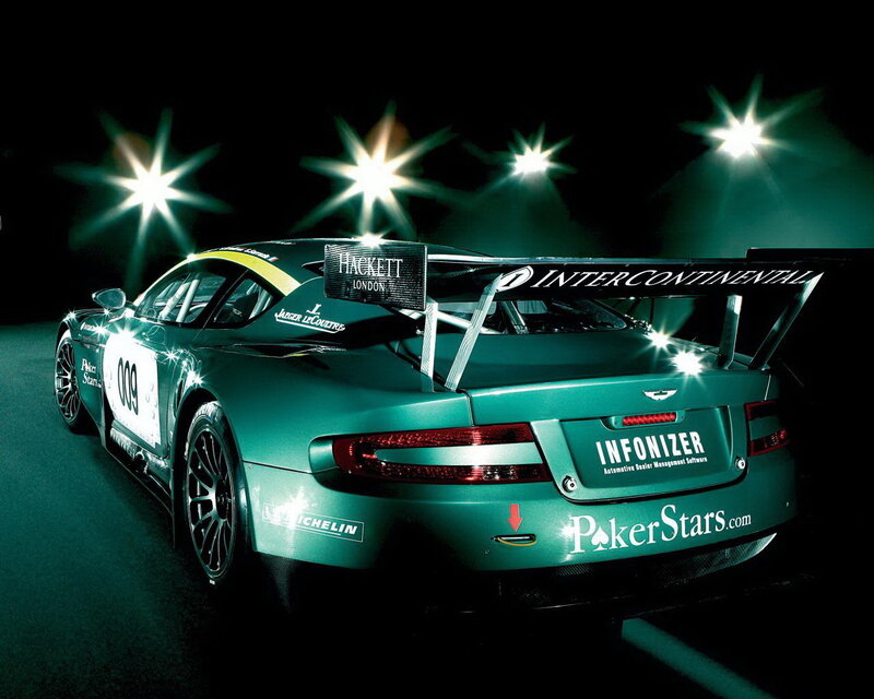 Aston Martin race car at night