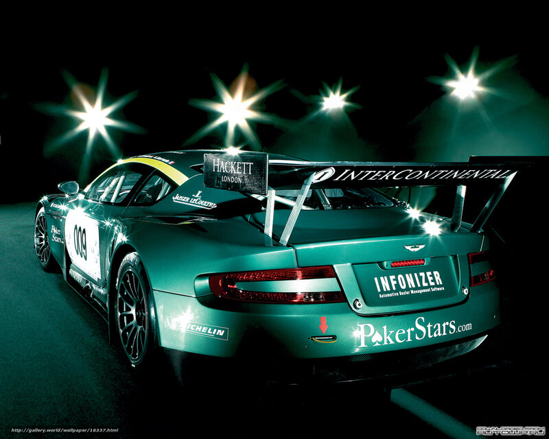 Aston Martin race car at night
