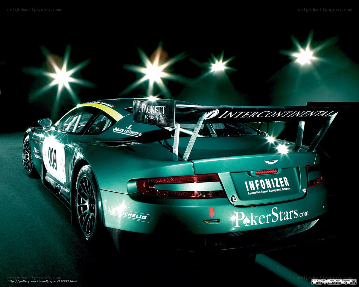 Aston Martin race car at night