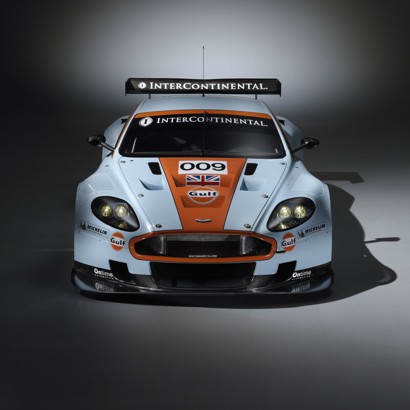 Aston Martin Race Car — Light Blue, Dramatic, Photograph