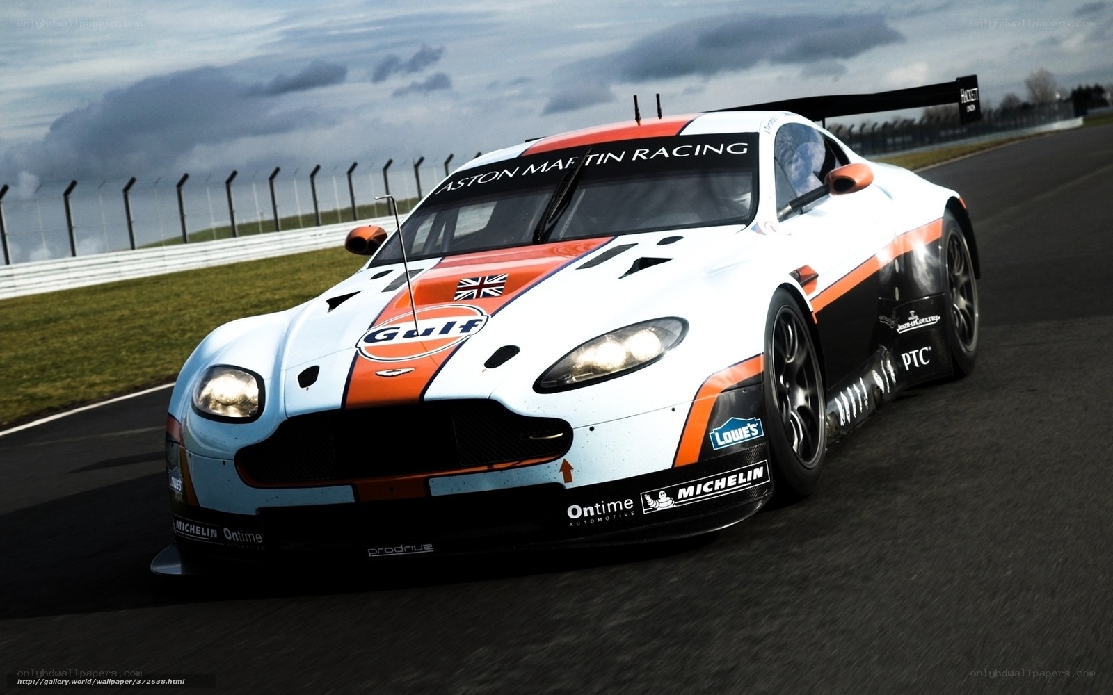 Aston Martin race car on track