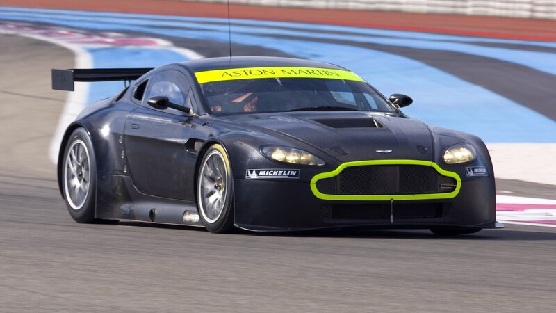 Aston Martin race car on track