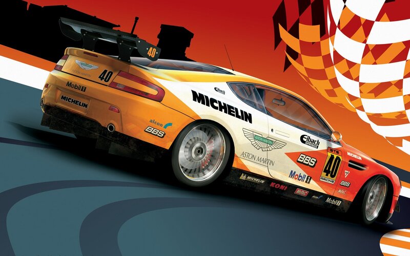 Aston Martin race car on track