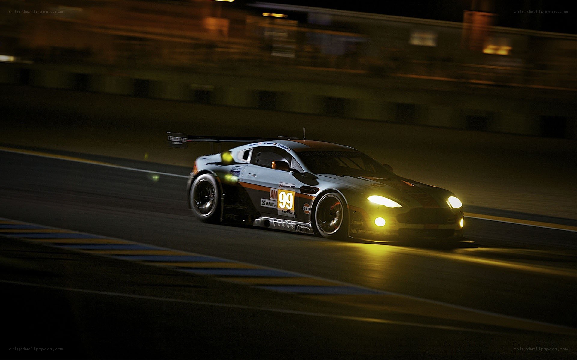Aston Martin racing at night