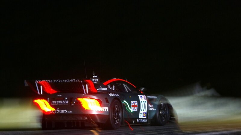 Aston Martin racing at night