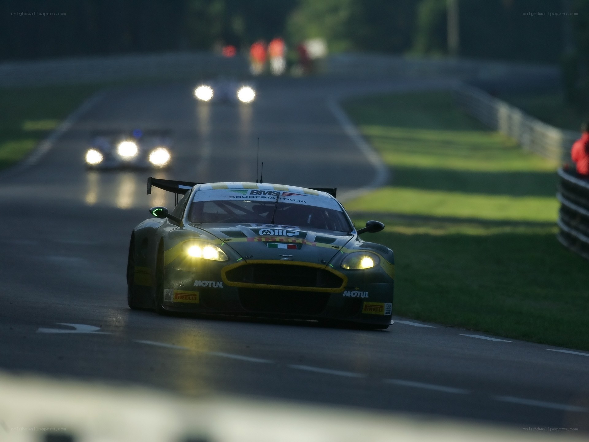 Aston Martin racing at night