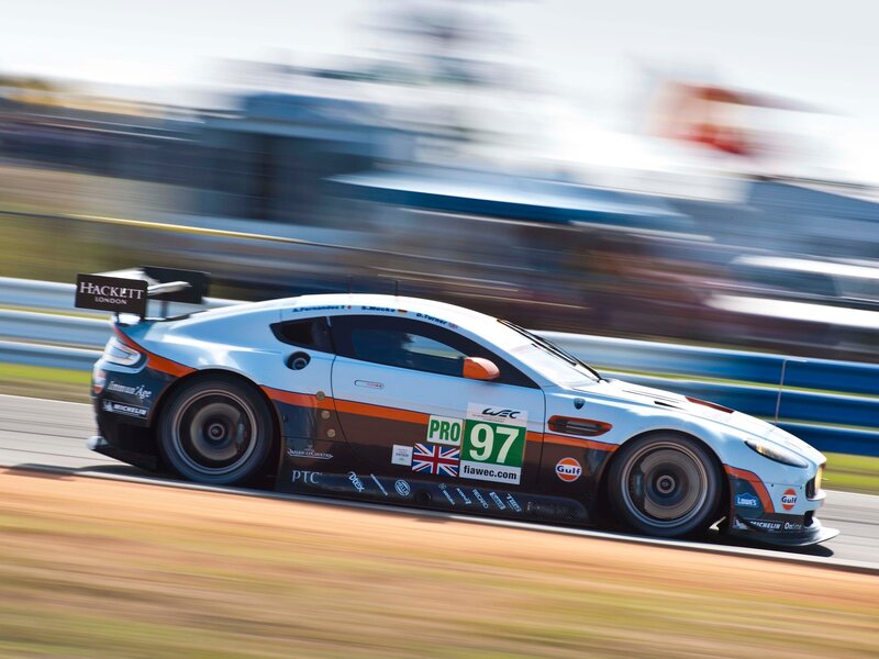 Aston Martin racing car on track