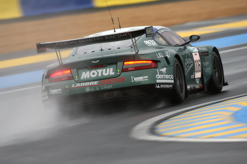 Aston Martin racing car on track