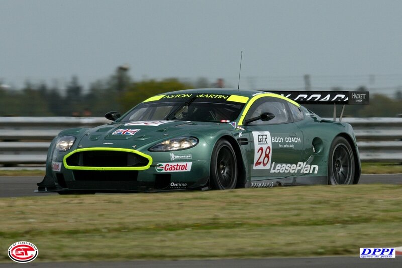 Aston Martin racing car on track