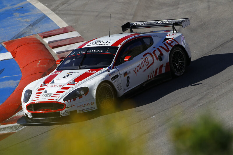 Aston Martin racing car on track