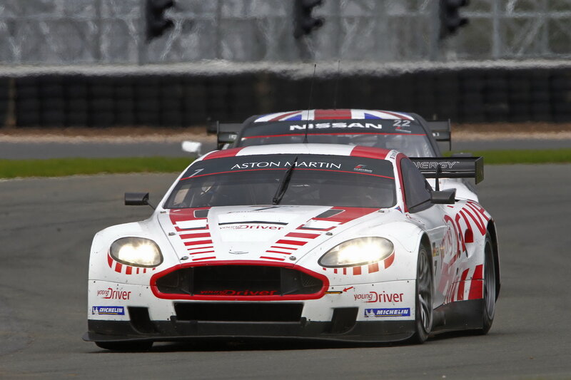 Aston Martin racing car on track