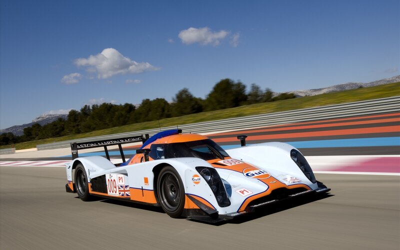 Aston Martin racing car on track
