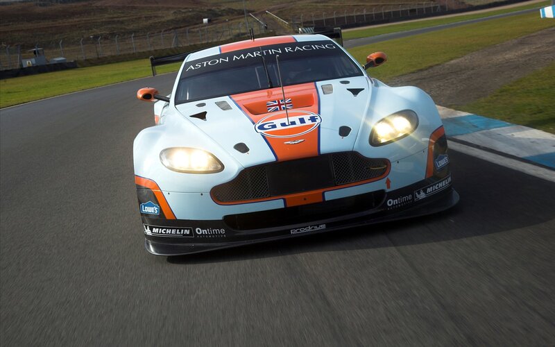 Aston Martin racing car on track