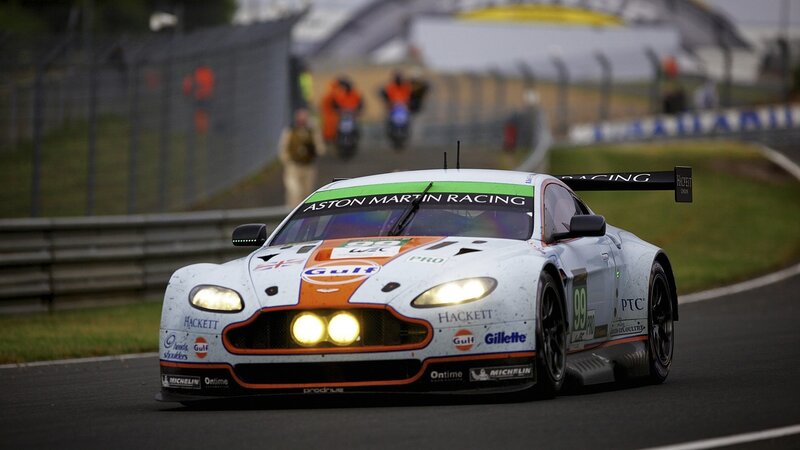 Aston Martin racing car on track