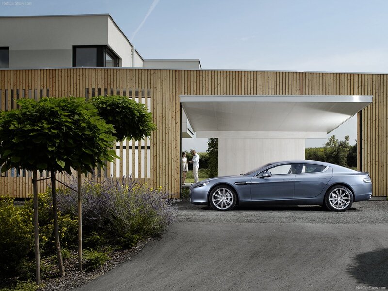 Aston Martin Rapide at modern home