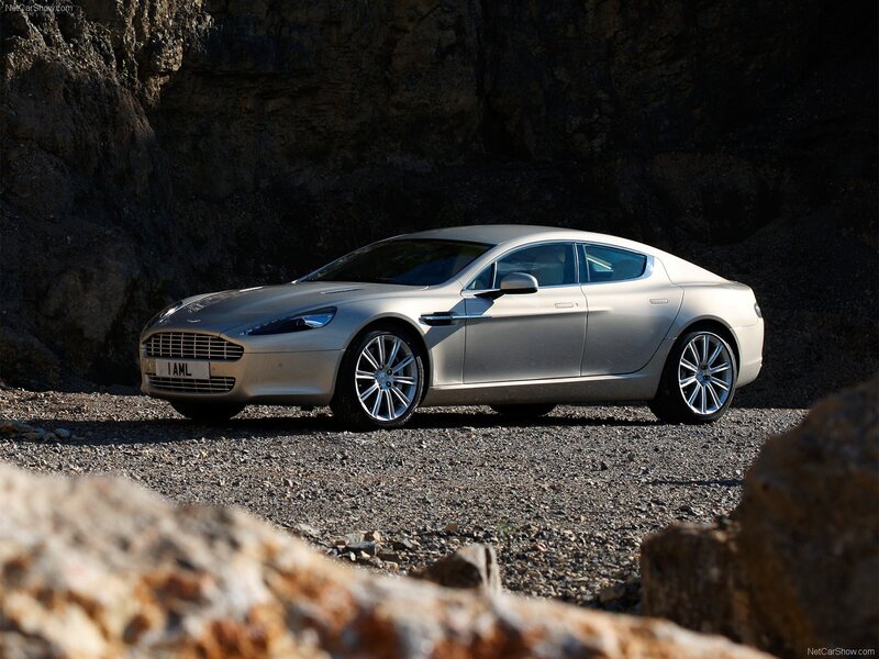 Aston Martin Rapide in a rocky setting