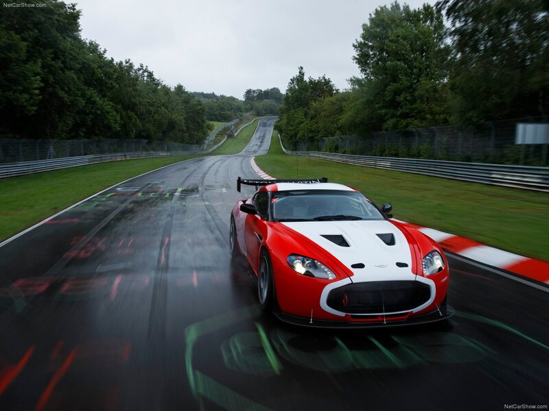 Aston Martin V12 Zagato on wet track