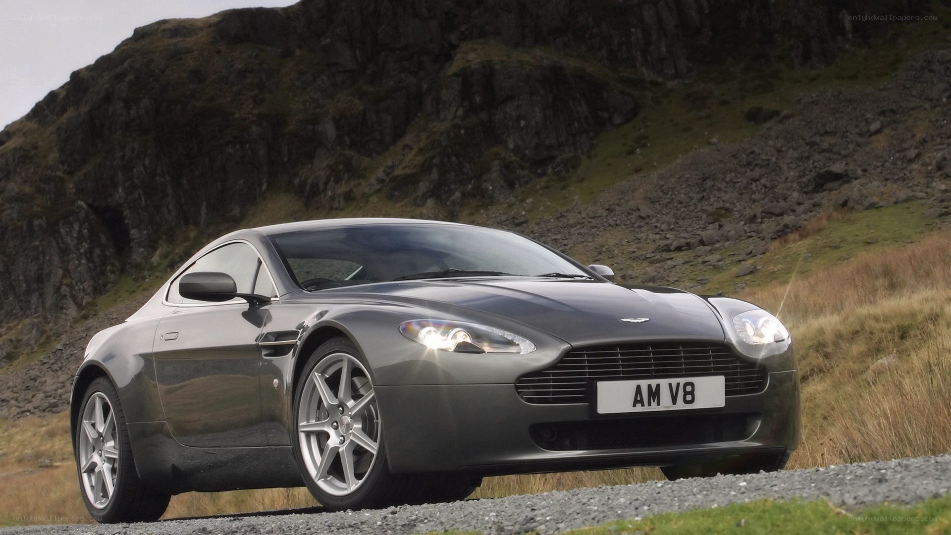 Aston Martin V8 on a mountain road