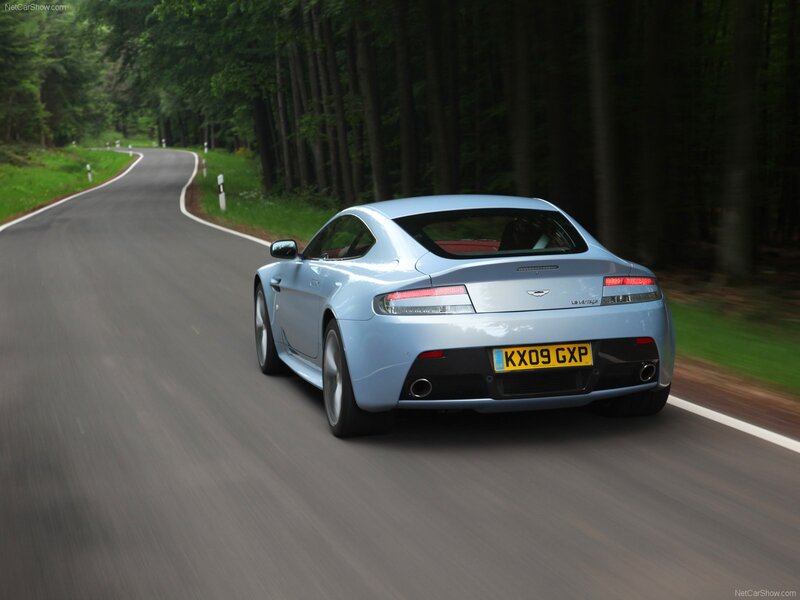 Aston Martin V8 Vantage on a forest road