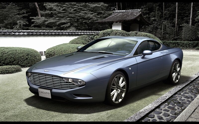 Aston Martin Zagato in a garden