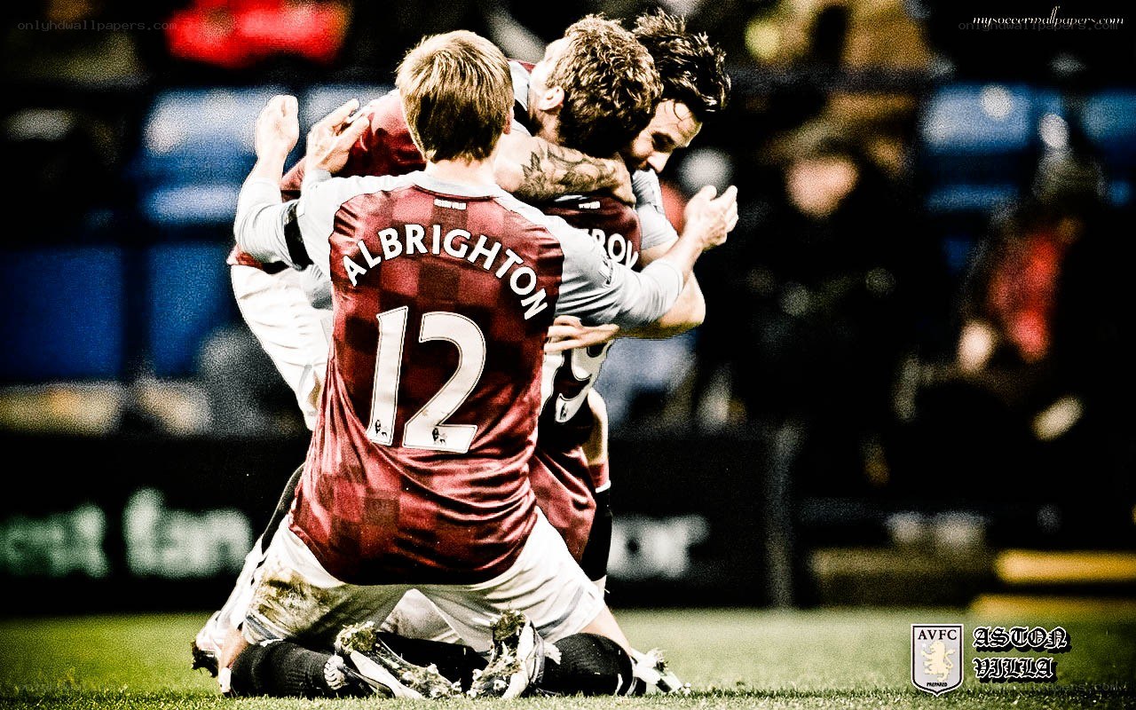 Aston Villa players celebrating