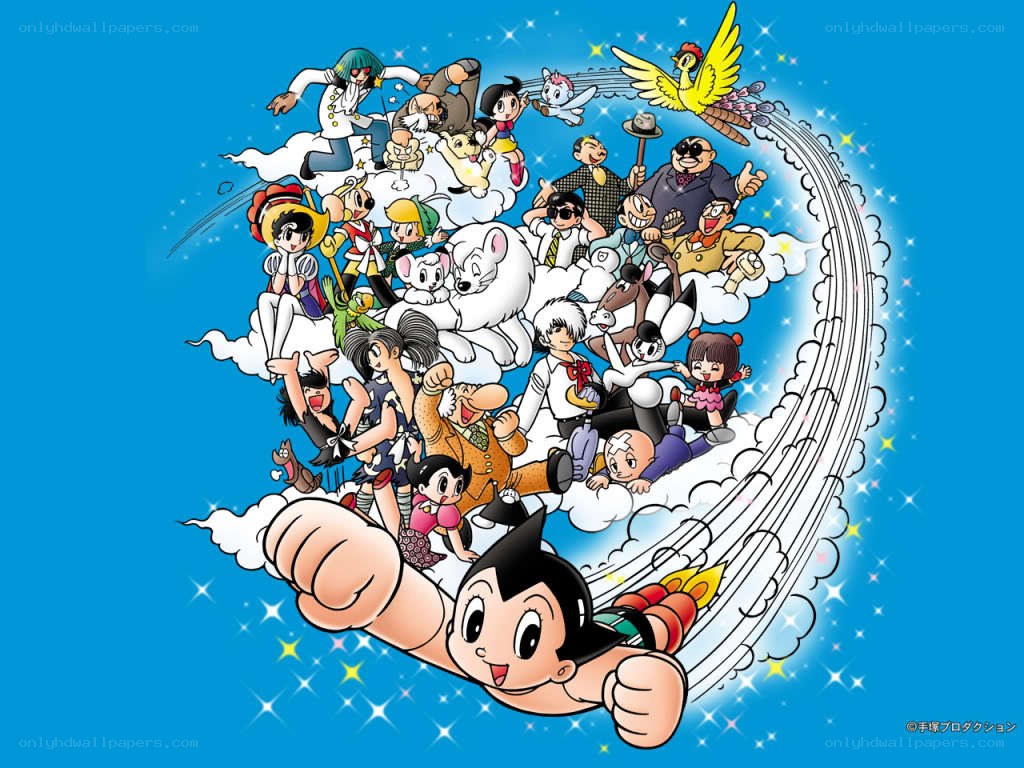 Astro Boy and friends flying