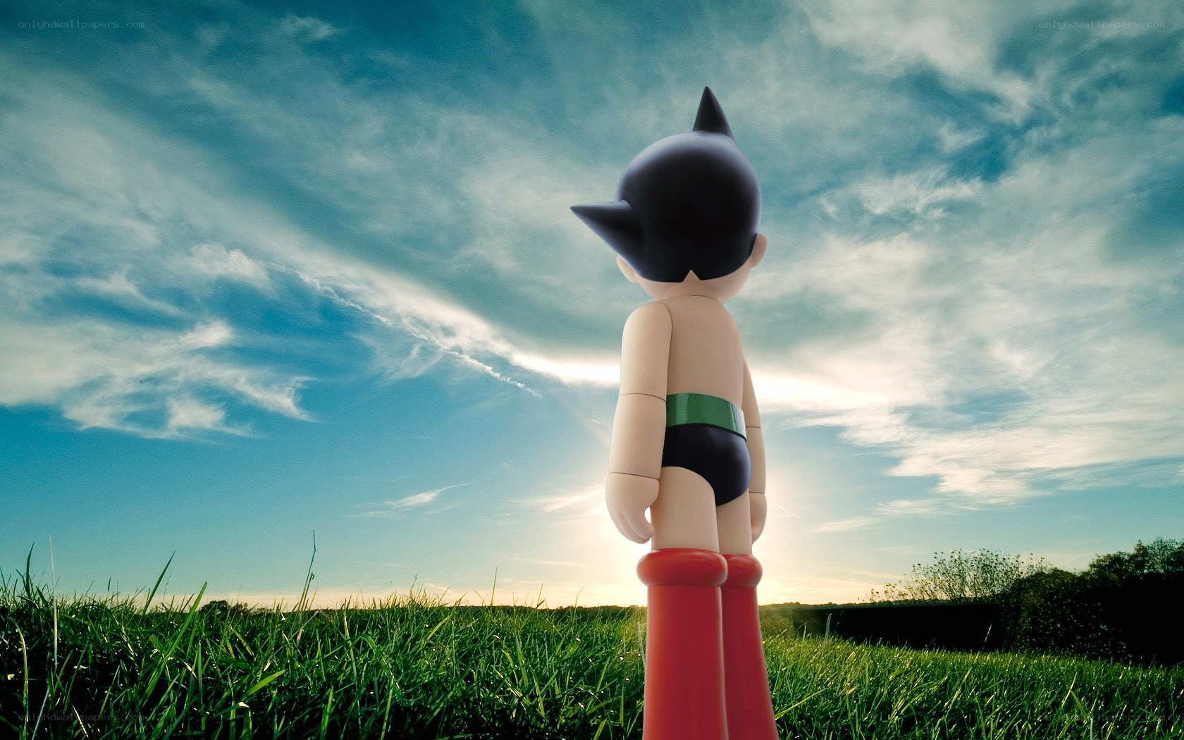 Astro Boy in a field