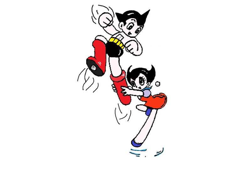Astro Boy Kicking Girl