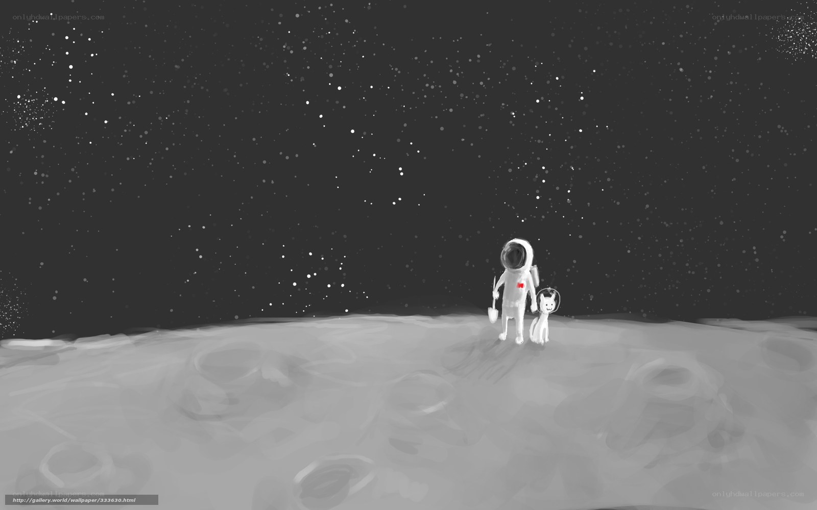 Astronaut and cat on the moon