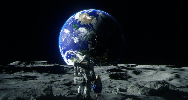 Astronaut and Child on Moon