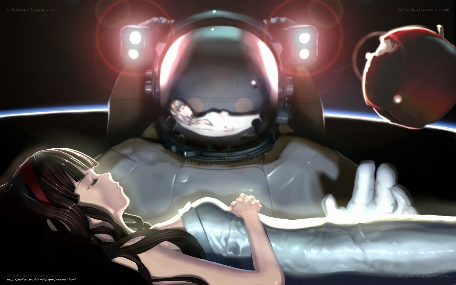 astronaut and girl in space