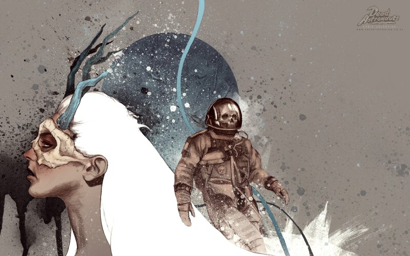Astronaut and Skeletal Woman