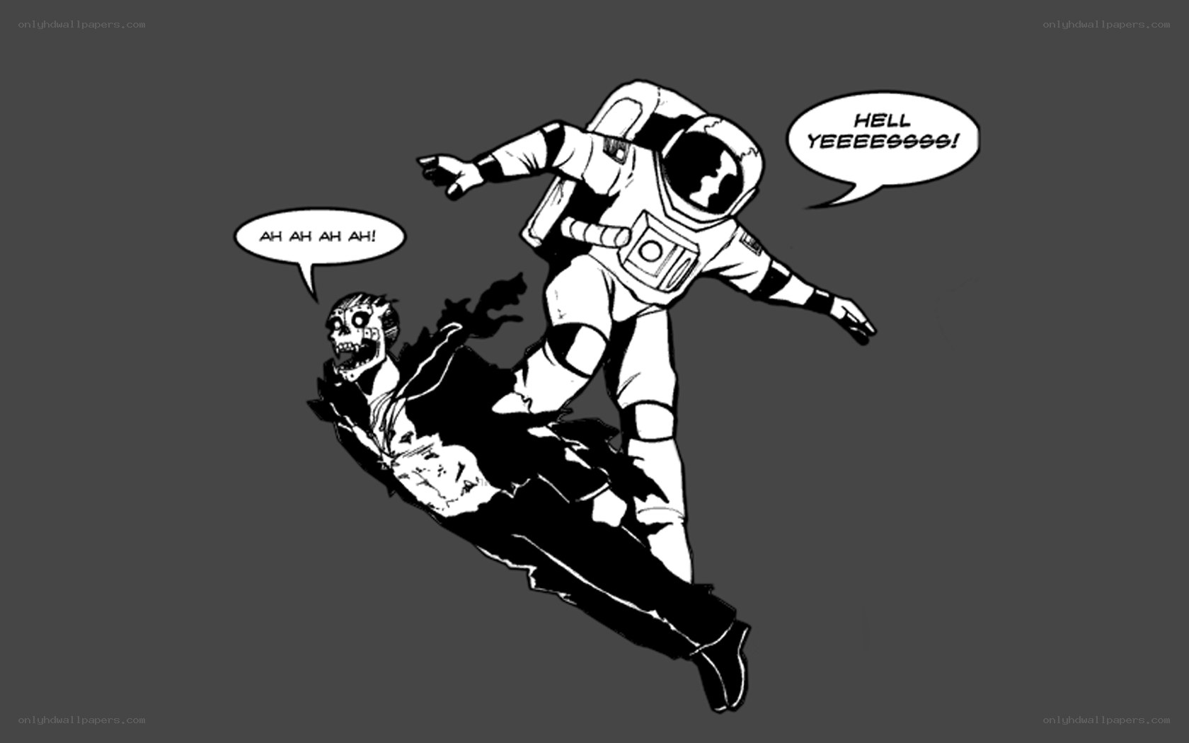astronaut and zombie in space
