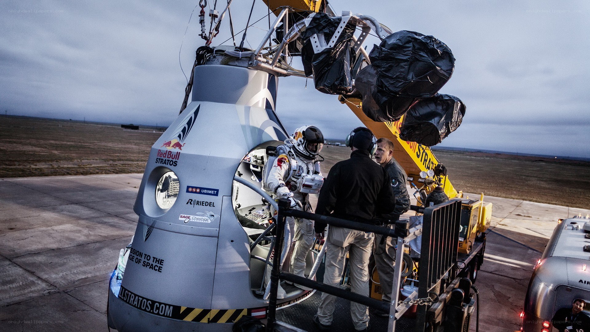 Astronaut boarding a space capsule