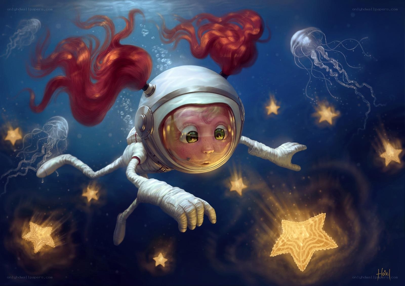astronaut child underwater