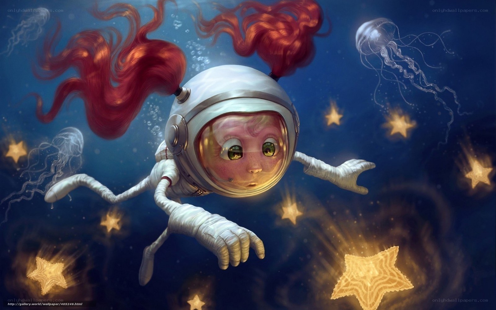 astronaut child underwater
