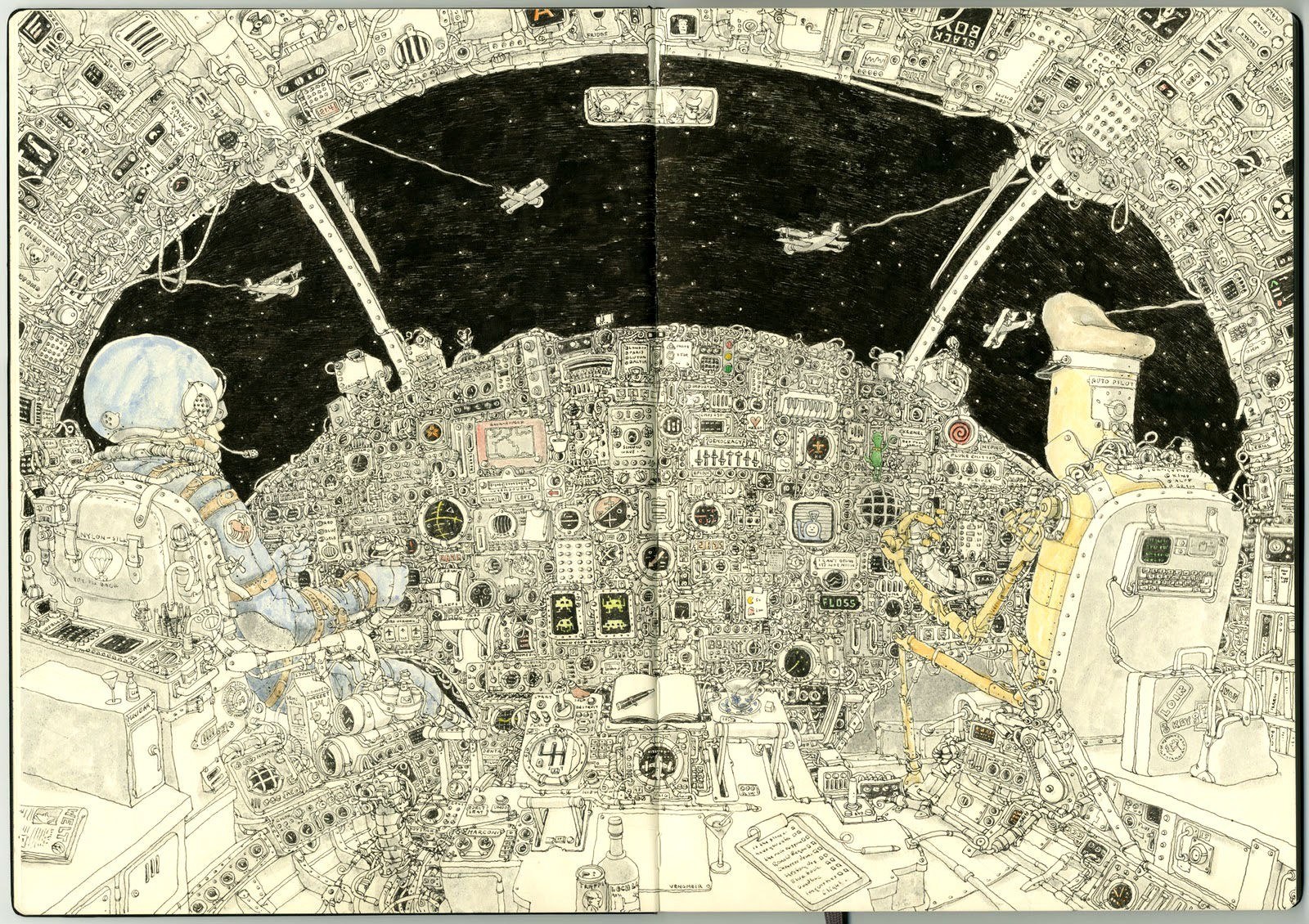 astronaut cockpit illustration