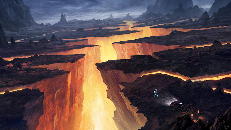 Astronaut Exploring Canyon