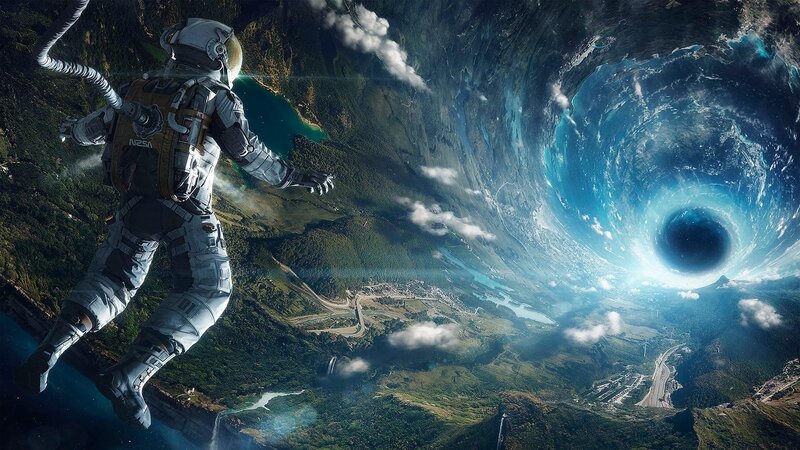 Astronaut Falling into Black Hole — Blue