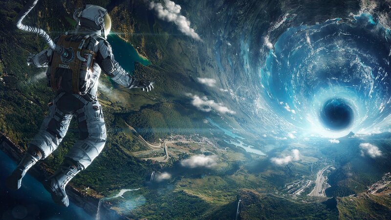 Astronaut Falling into Wormhole