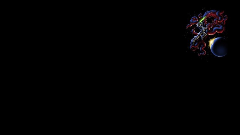 Astronaut Fighting Alien — Black, Dramatic, Night