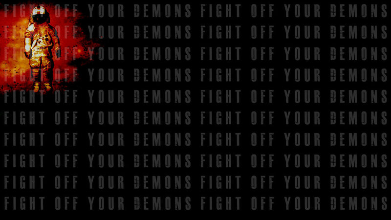 astronaut fighting demons