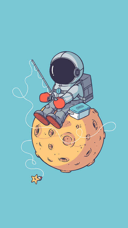 Astronaut Fishing on Moon