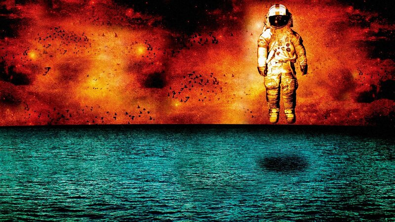 Astronaut Floating Above Water — Red